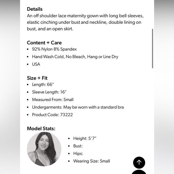 PinkBlush Blue Lace Off Shoulder Maternity Photoshoot Gown/Dress Size Small - Picture 5 of 5